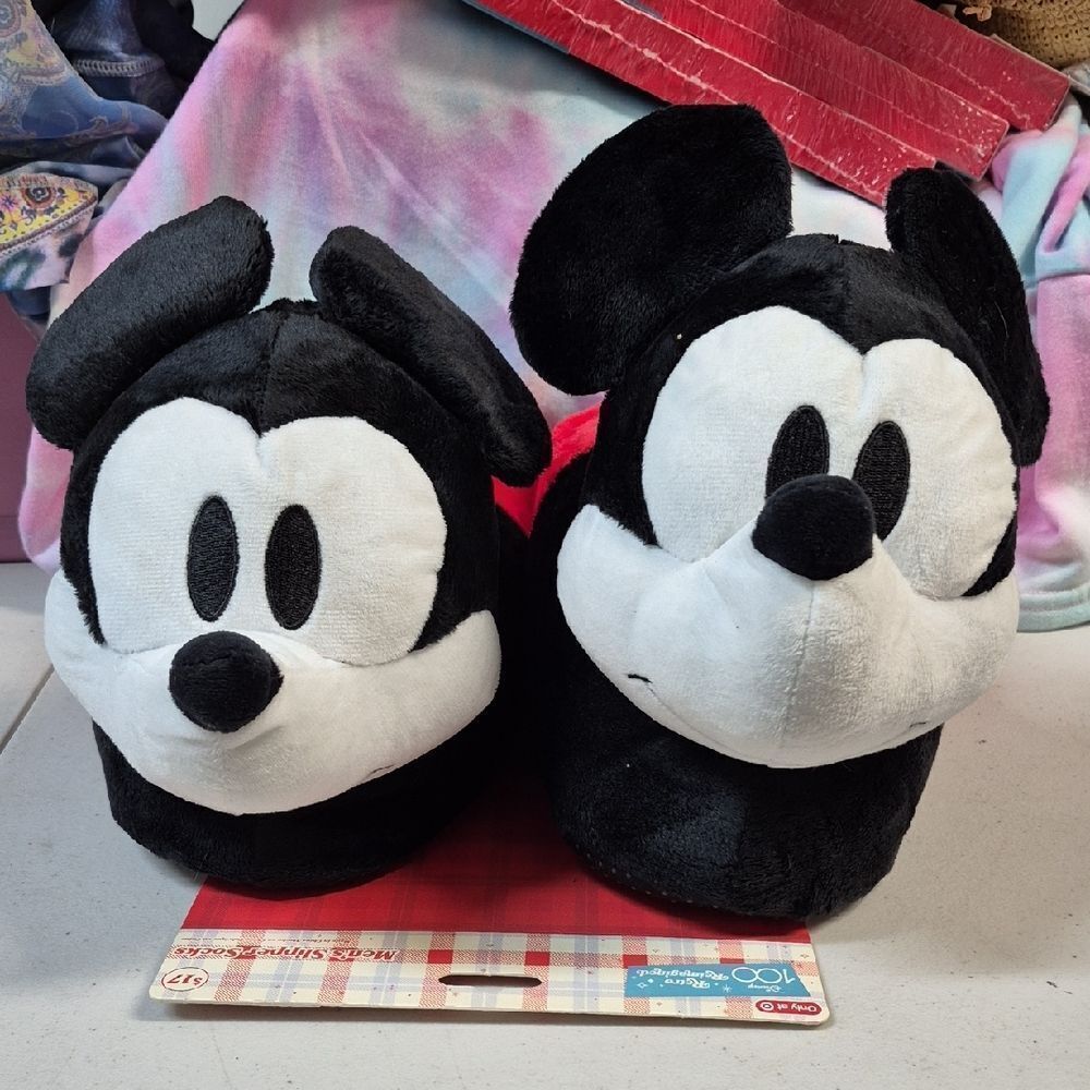 Disney Men's 10-13 Mickey Mouse Slippers - New